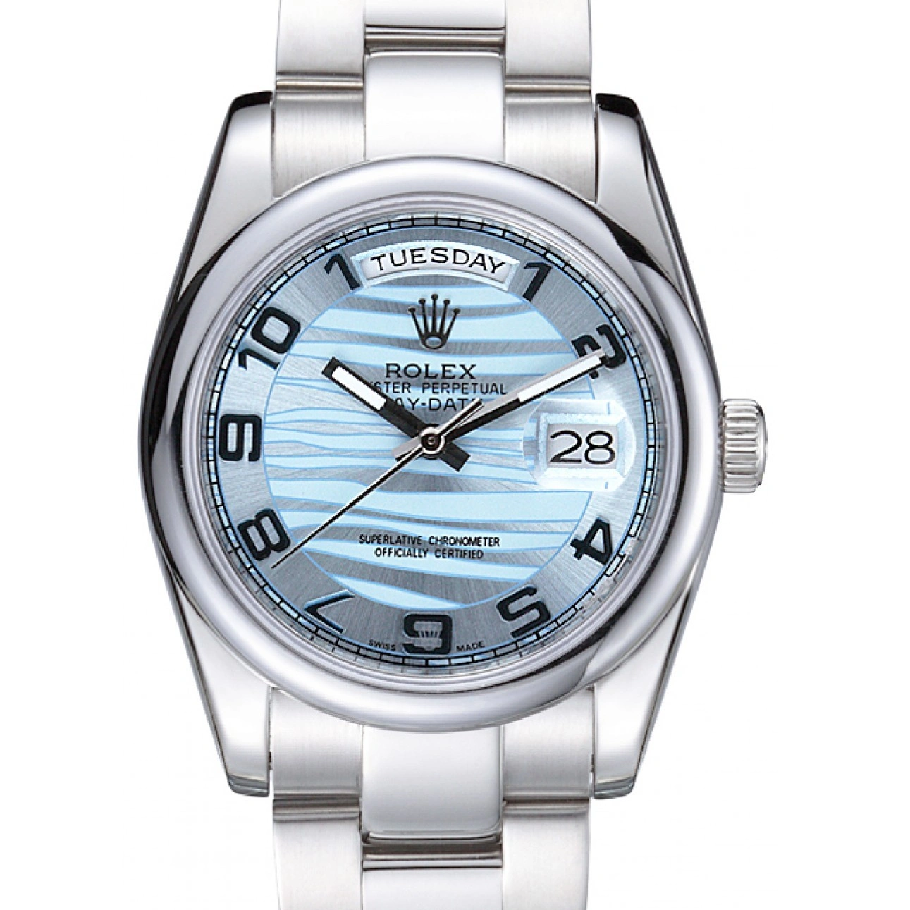 7470 DayDate Polished Silver Rolex Dial White Bezel 1016